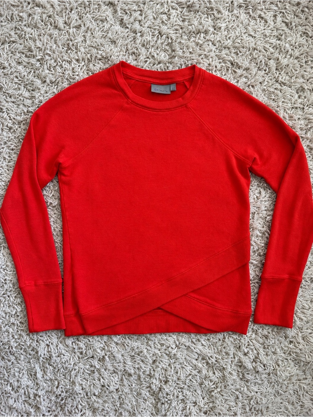 Athleta High Serenity Crisscross Sweatshirt Orange Red XXS